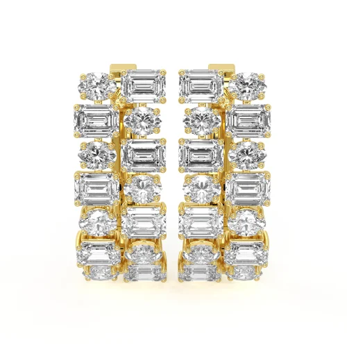 Emerald-Oval Huggie Diamond Earrings