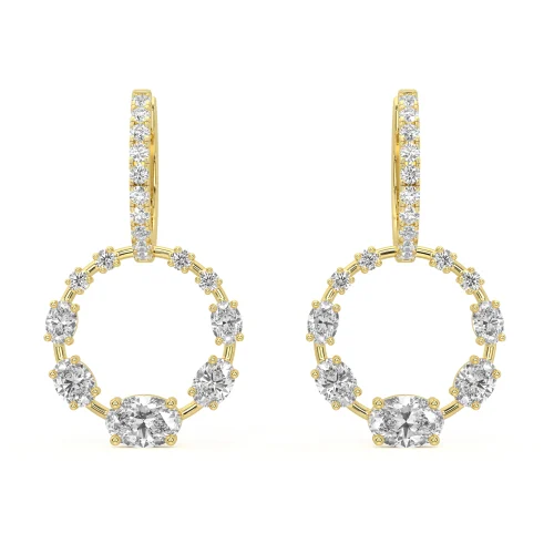 Oval Diamond Drop Huggie Earrings