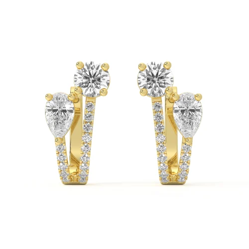 Oval-Pear Diamond Huggie Earrings