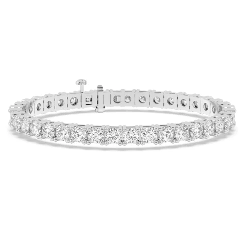 Round Diamond Tennis Bracelet White Gold Front View