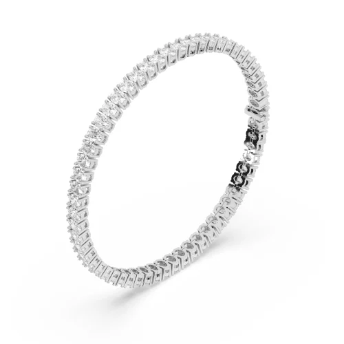 Round Oval Diamond Bracelet White Gold Side View