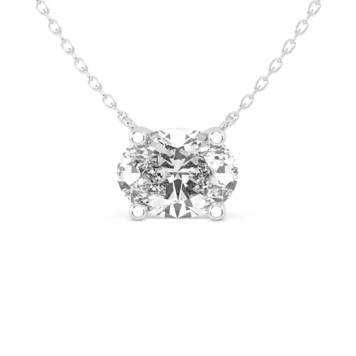 Oval Solitaire Diamond Pendant