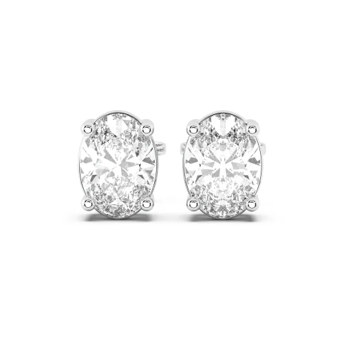 Solitaire Oval Diamond Stud Earrings